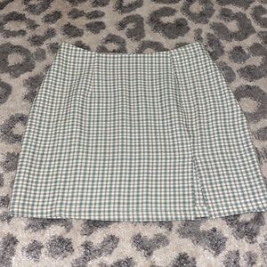 Green plaid skirt, ultra high rise